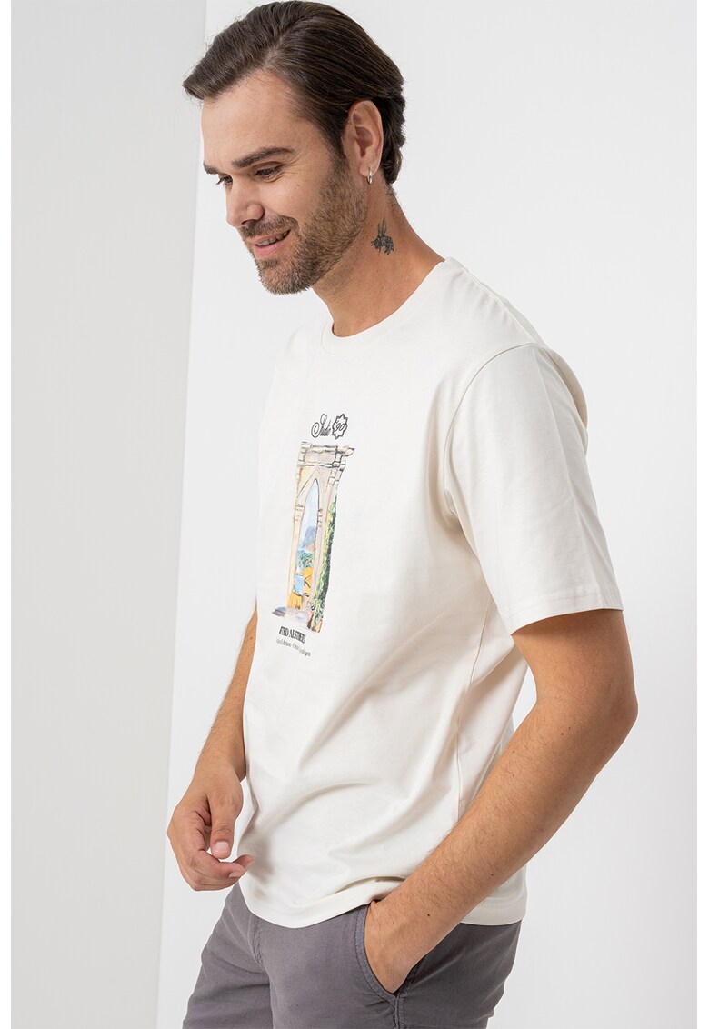 Tricou cu imprimeu grafic - Galben pal/Negru stins