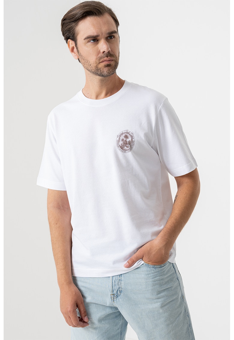 Tricou cu imprimeu pe partea din spate - Maro inchis/Galben pal/Alb optic