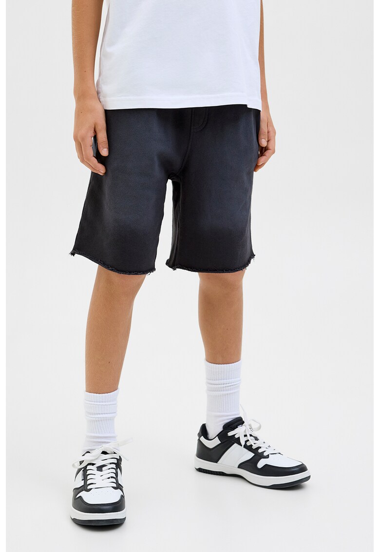 Pantaloni scurti cu terminatii nefinisate - Negru stins