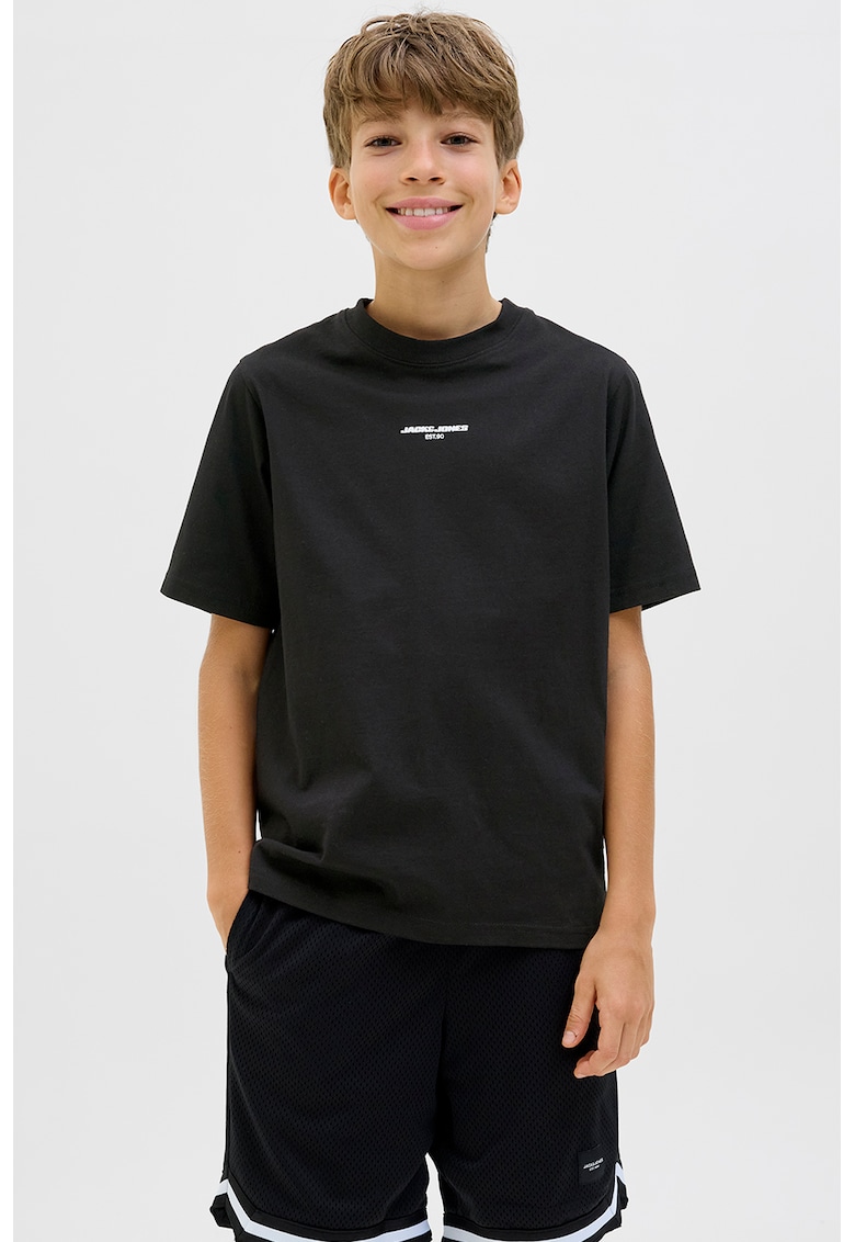 Tricou cu imprimeu si decolteu la baza gatului