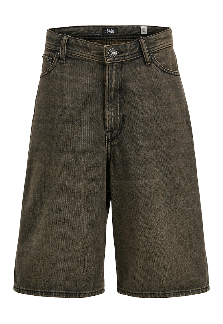 Blugi scurti cu model uni - Negru/Grej