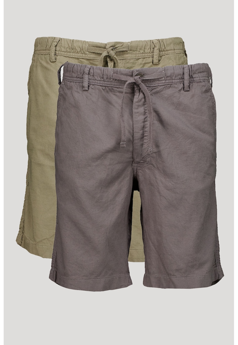 Set de pantaloni din amestec de in cu snur de ajustare in talie - 2 piese