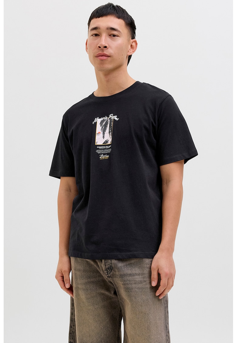 Tricou din bumbac cu detaliu cu imprimeu pe piept