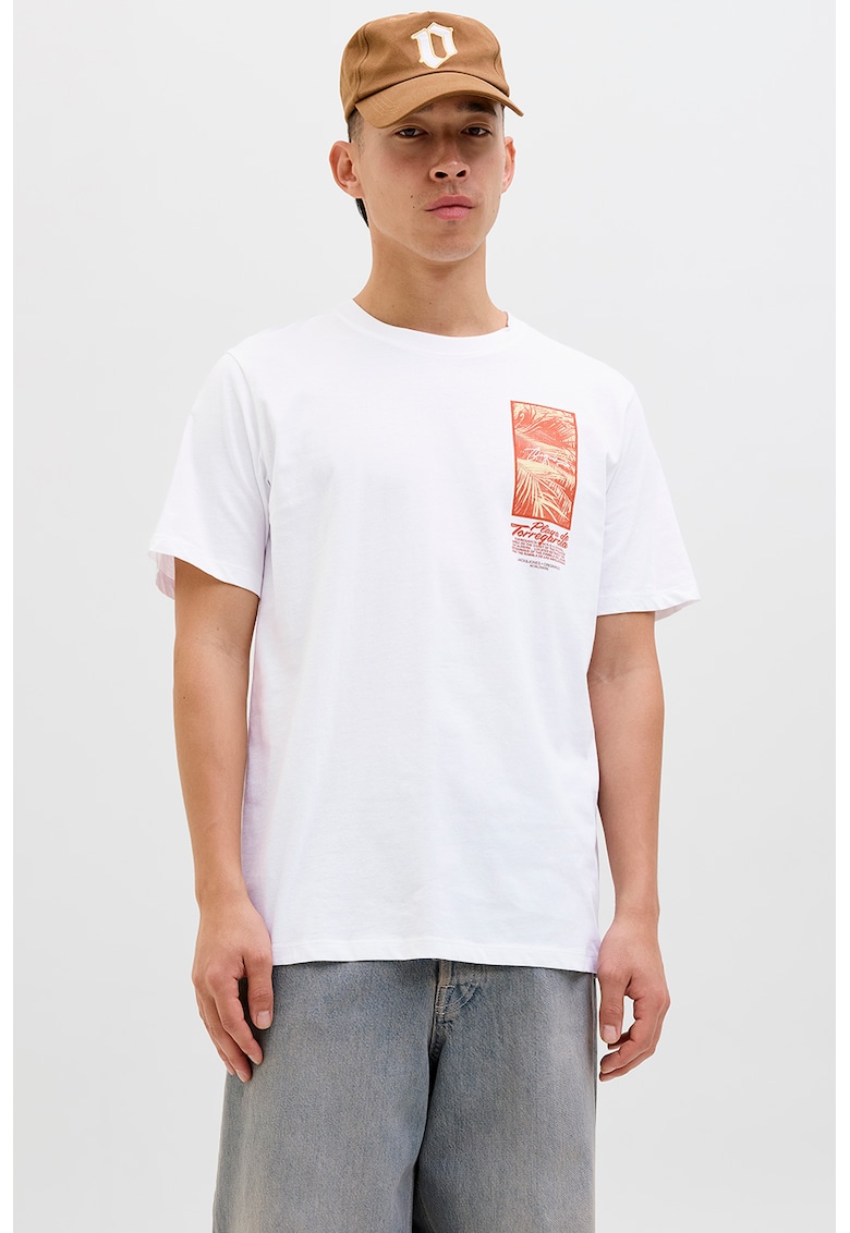 Tricou din bumbac cu detaliu cu imprimeu pe piept