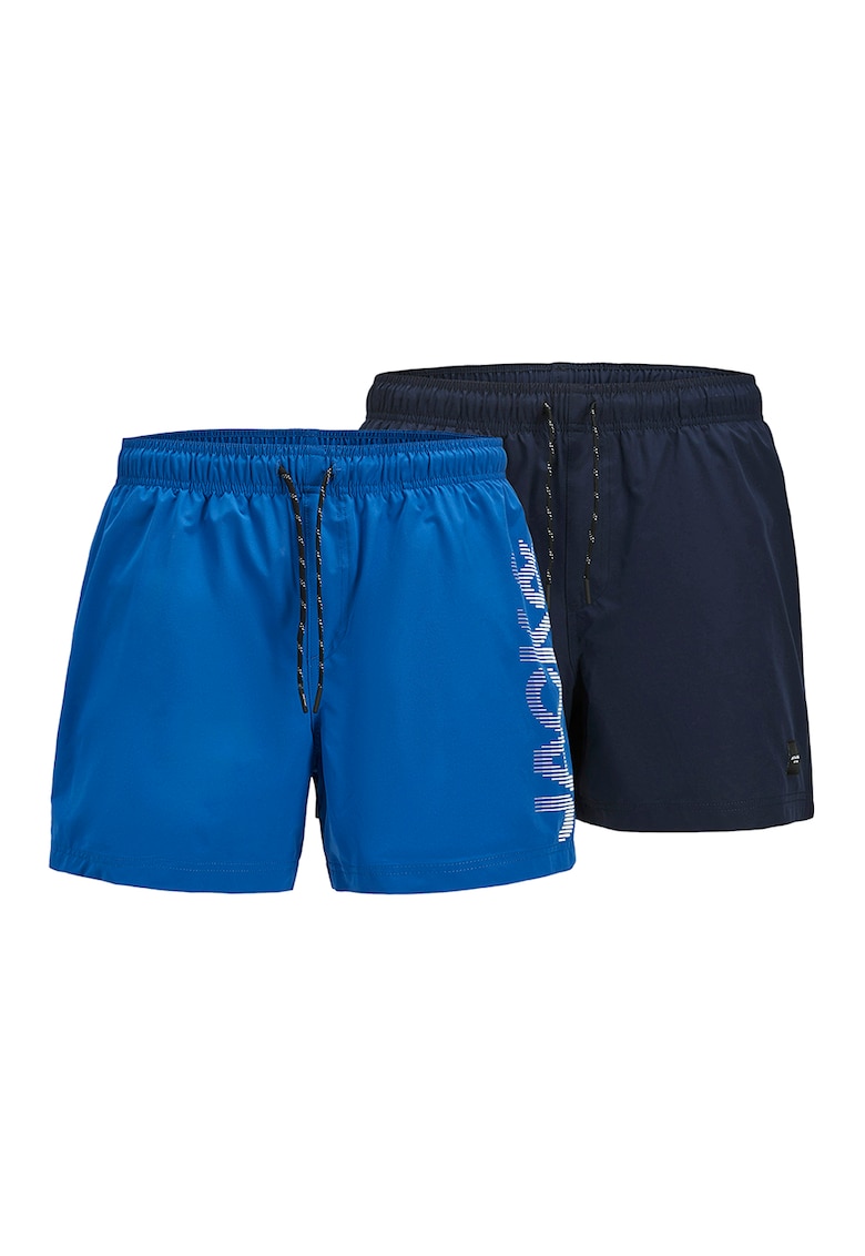 Pantaloni scurti de baie cu snur de ajustare si model uni