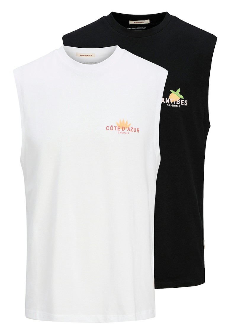 Set de top-uri din bumbac cu decolteu la baza gatului - 2 piese