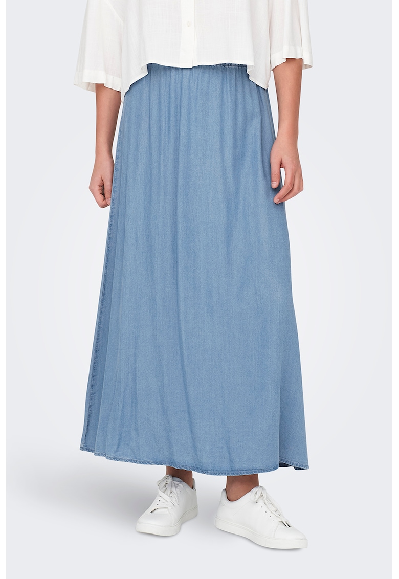 Fusta midi din lyocell - Albastru lavanda