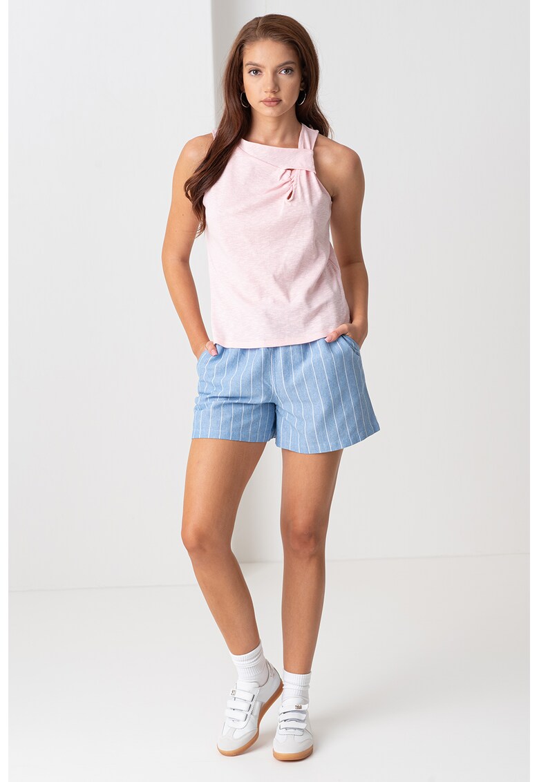 Top din bumbac cu nod Amy - Roz deschis