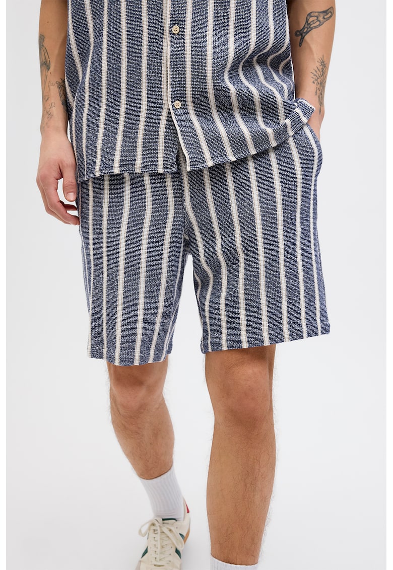 Pantaloni scurti din amestec de bumbac organic - Alb/Bleumarin