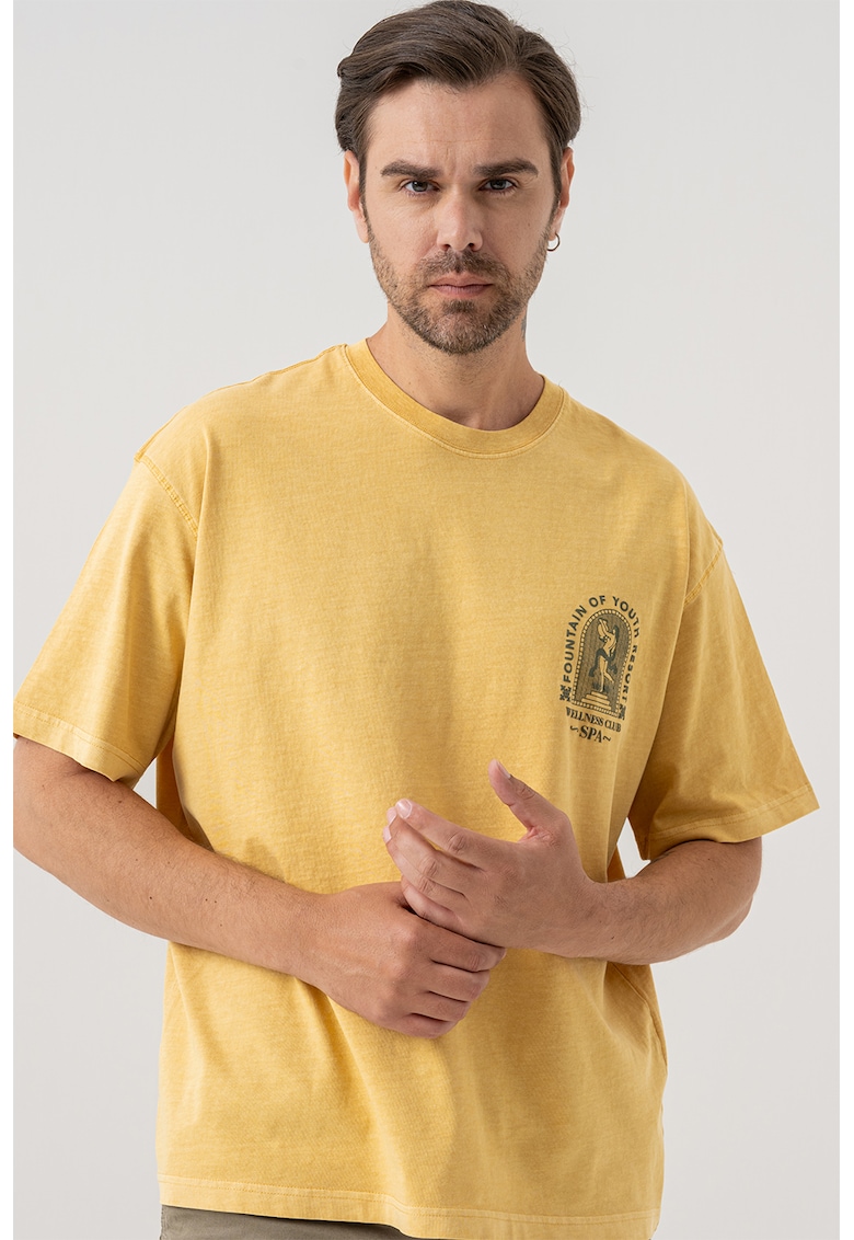 Tricou din bumbac cu imprimeu discret Tricou din bumbac cu imprimeu discret