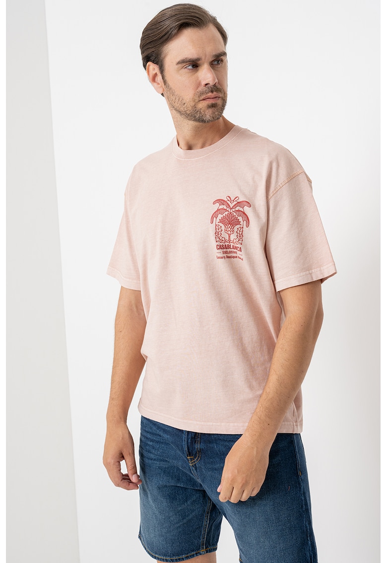 Tricou din bumbac cu imprimeu discret Tricou din bumbac cu imprimeu discret