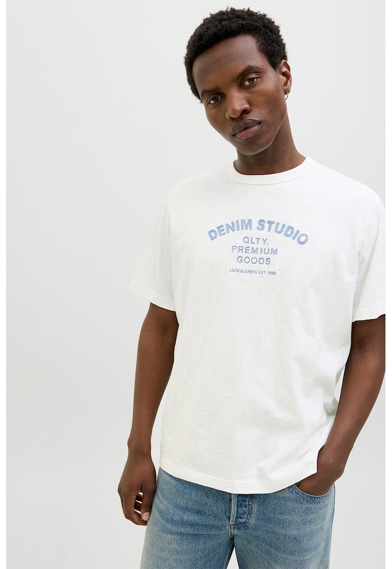 Tricou cu imprimeu text - Alb/Albastru