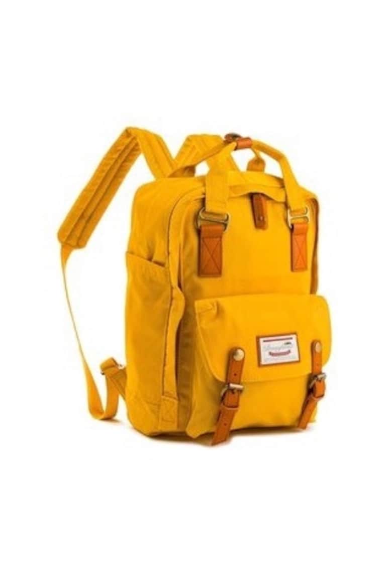 Rucsac D010-0031-F - cu catarame - galben - plastic