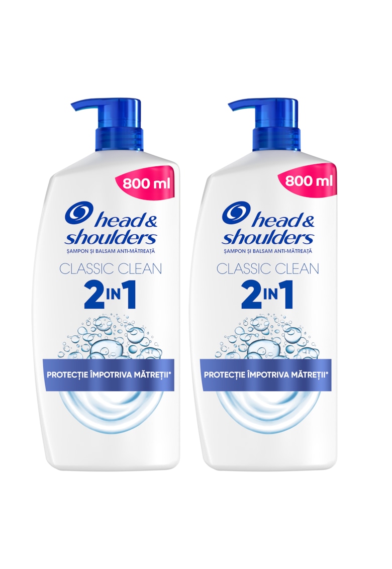 Pachet: 2 x Sampon anti-matreata Head & Shoulders Classic Clean 2-in-1 pentru orice tip de par si scalp - 800ml