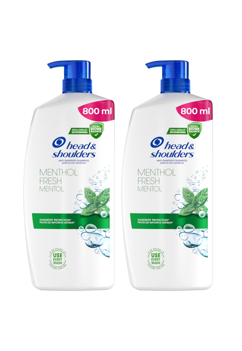 Pachet: 2 x Sampon anti-matreata Head & Shoulders Menthol Fresh 2-in-1 pentru orice tip de par si scalp - 800ml