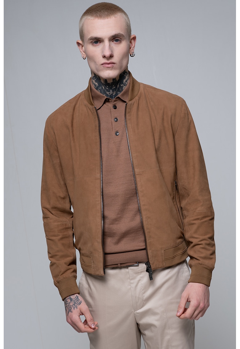 Jacheta bomber din piele intoarsa Jacheta bomber din piele intoarsa