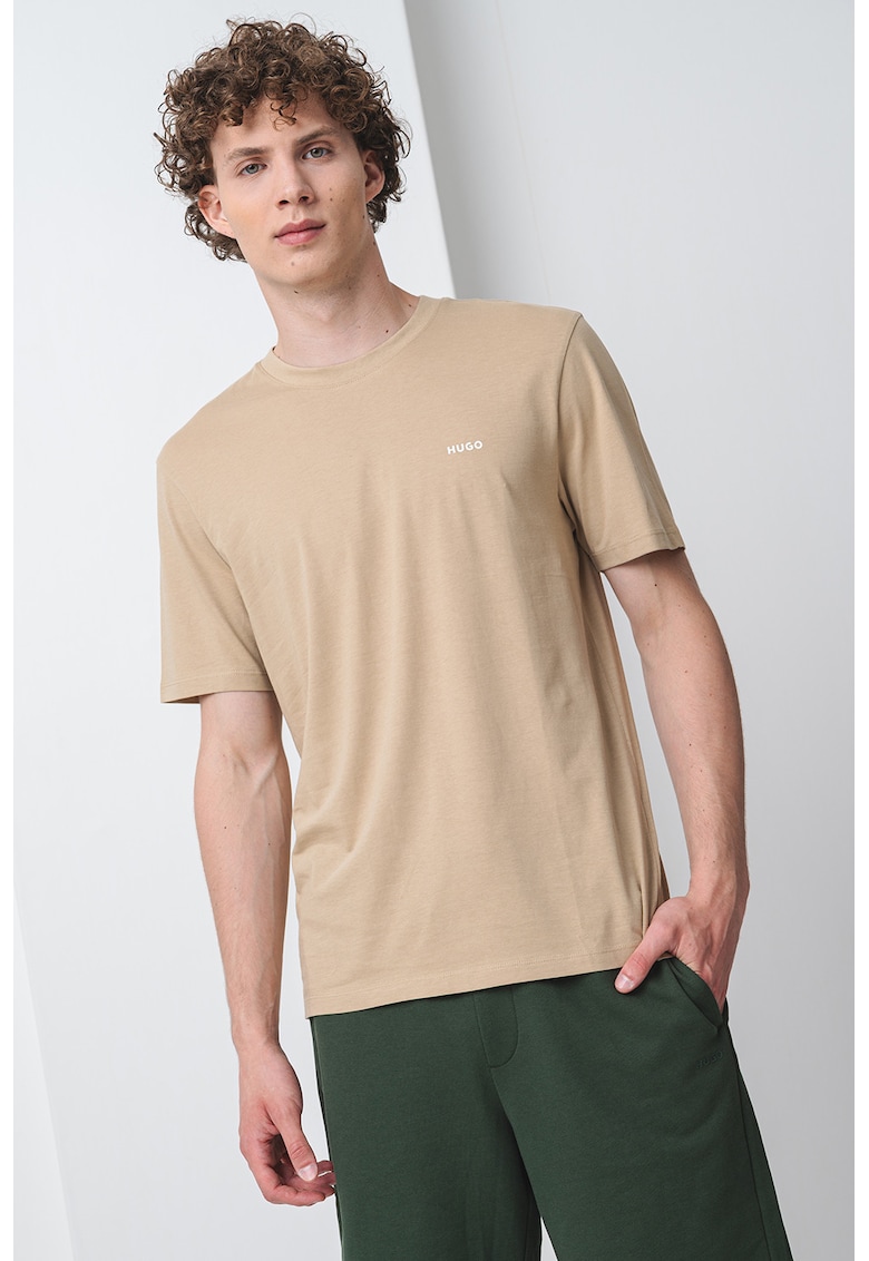 Tricou regular fit din bumbac Dero - Bej/Maro nisip