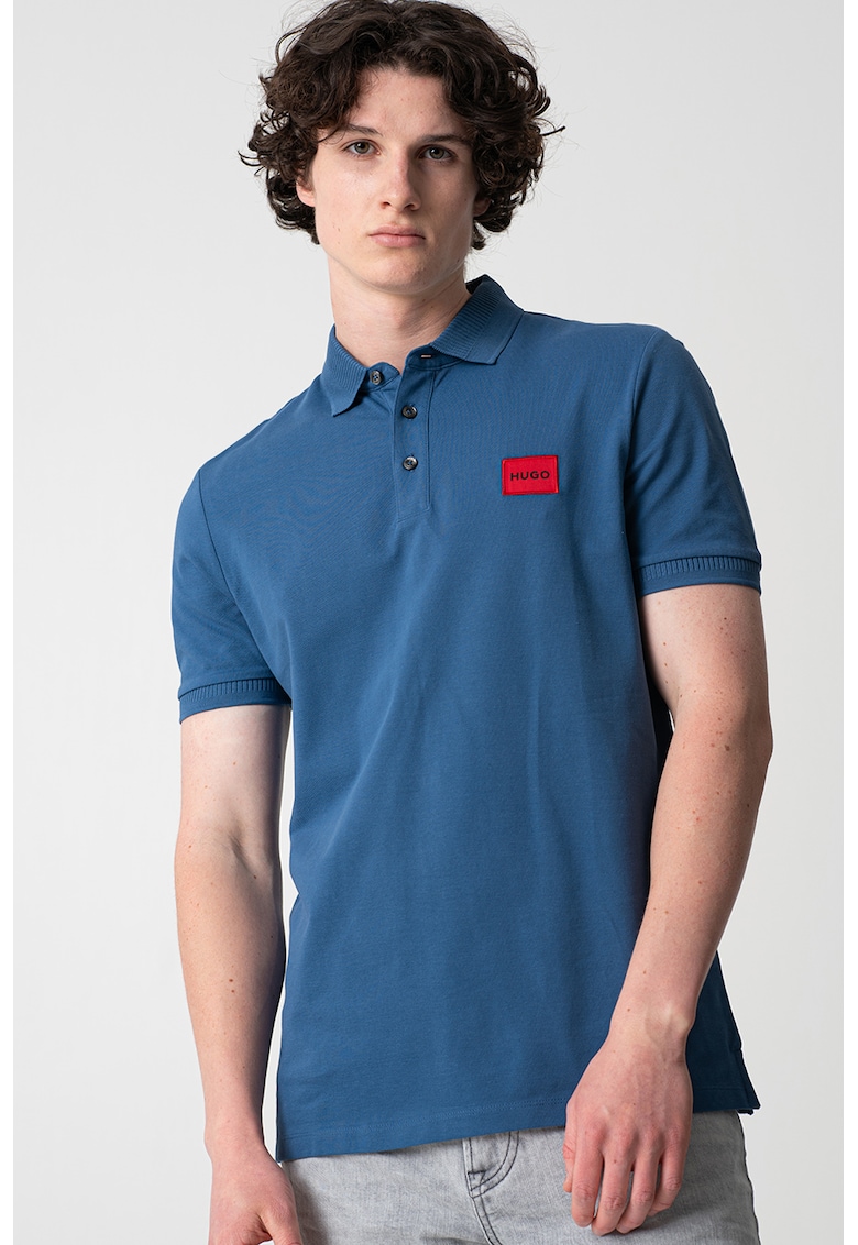 Tricou polo slim fit cu aplicatie logo Dereso