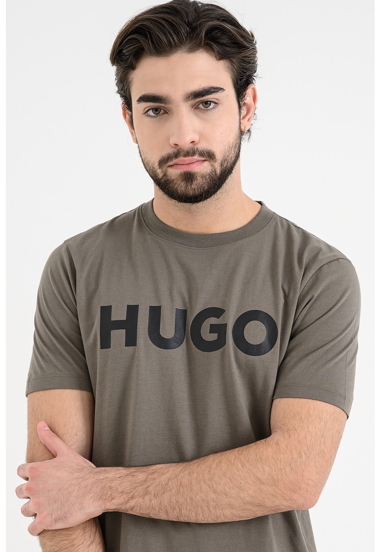 Tricou regular fit cu logo cauciucat Dulivio - Negru/Kaki