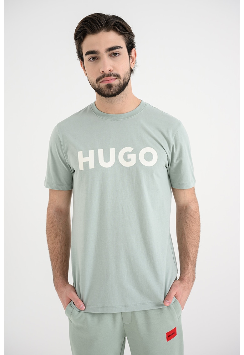 Tricou regular fit cu logo cauciucat Dulivio - Alb/Verde pal