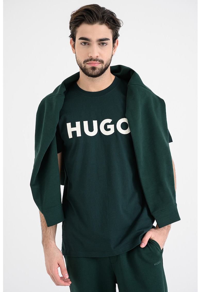 Tricou regular fit cu logo cauciucat Dulivio - Alb/Verde englez