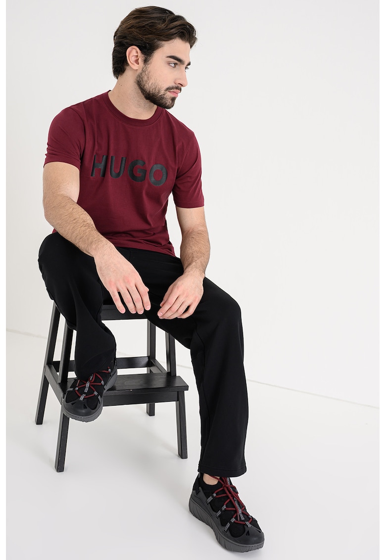 Tricou regular fit cu logo cauciucat Dulivio - Negru/Violet tyrian