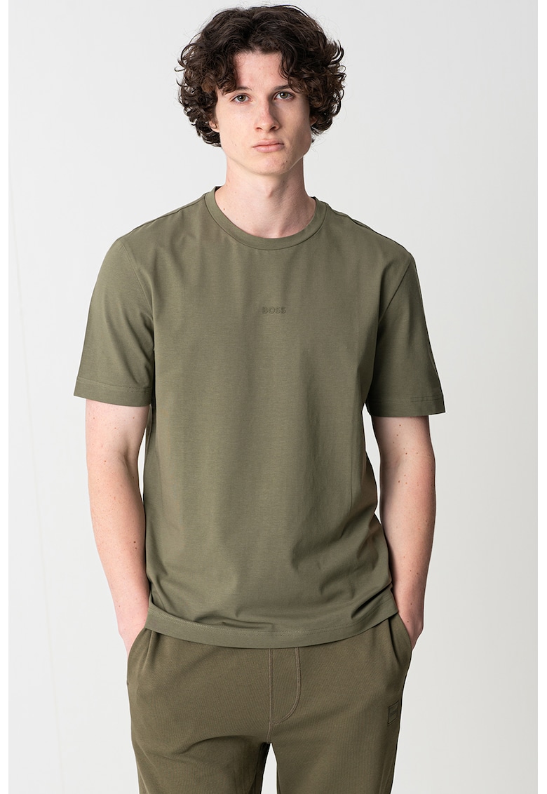 Tricou cu decolteu la baza gatului si logo discret