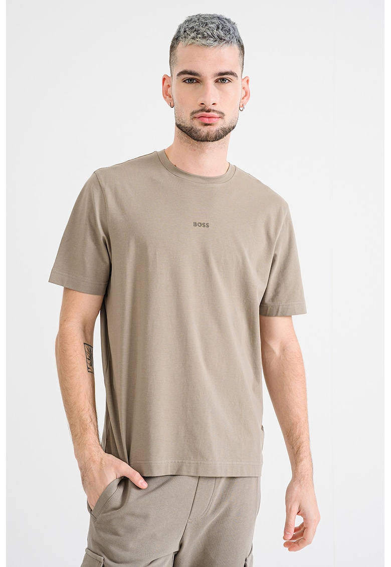 Tricou cu decolteu la baza gatului si logo discret