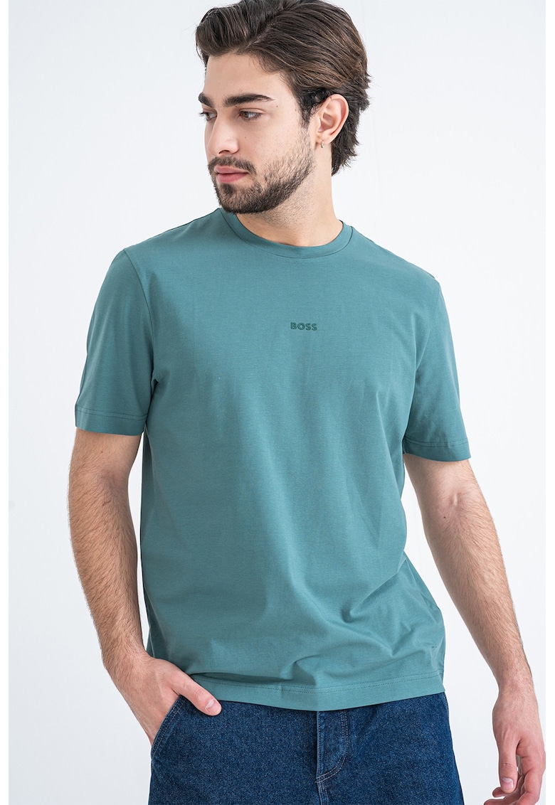 Tricou cu decolteu la baza gatului si logo discret