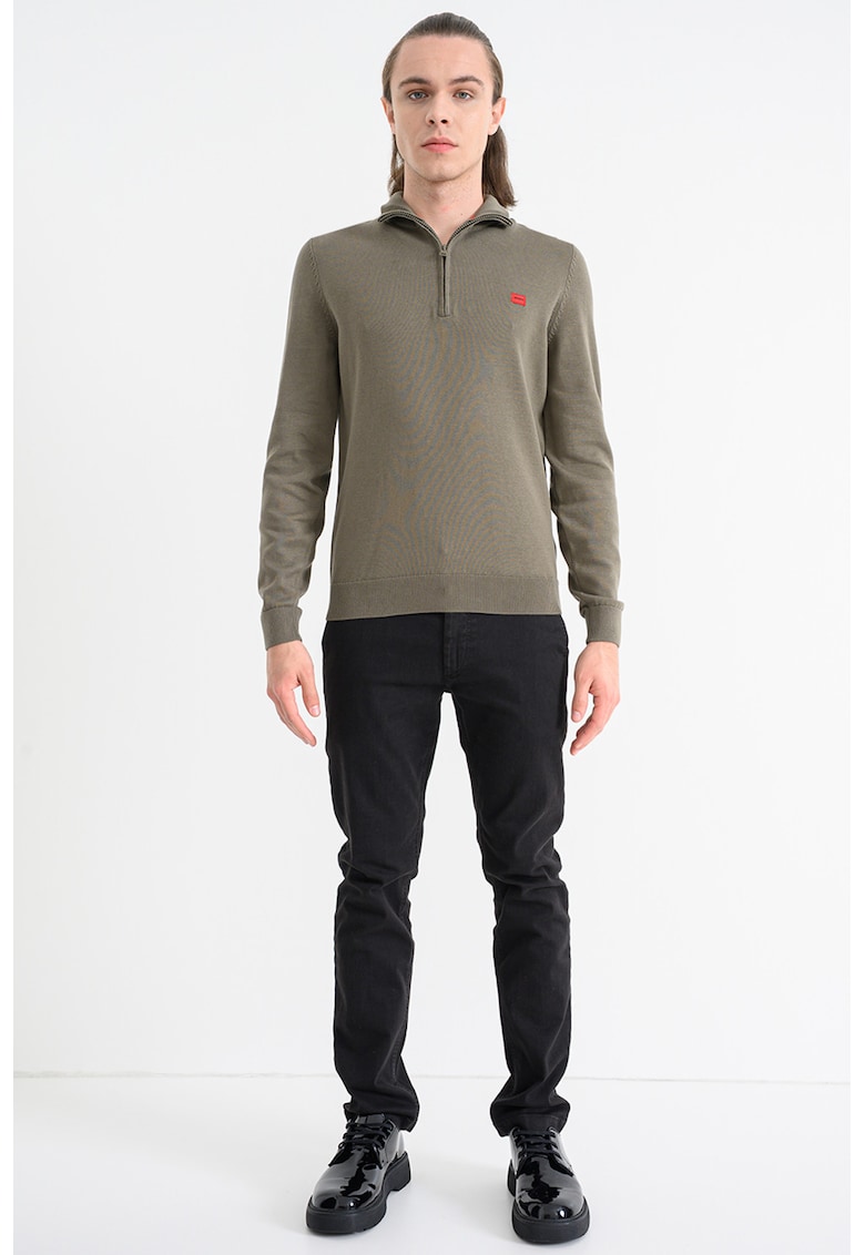 Pulover cu fermoar scurt San Quintus - Verde sparanghel