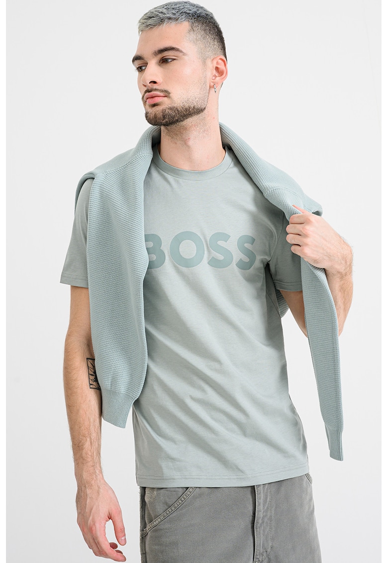 Tricou regular fit cu imprimeu logo cauciucat Thinking