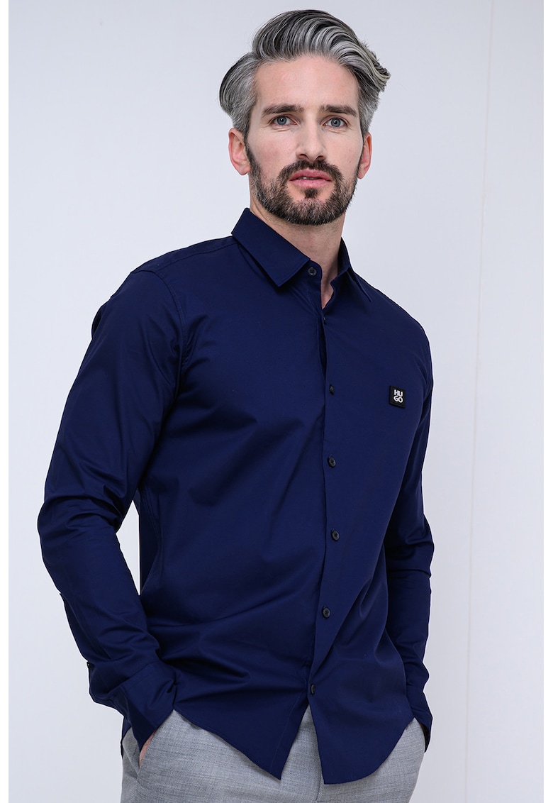 Camasa slim fit cu guler ascutit Ermo - Albastru indigo