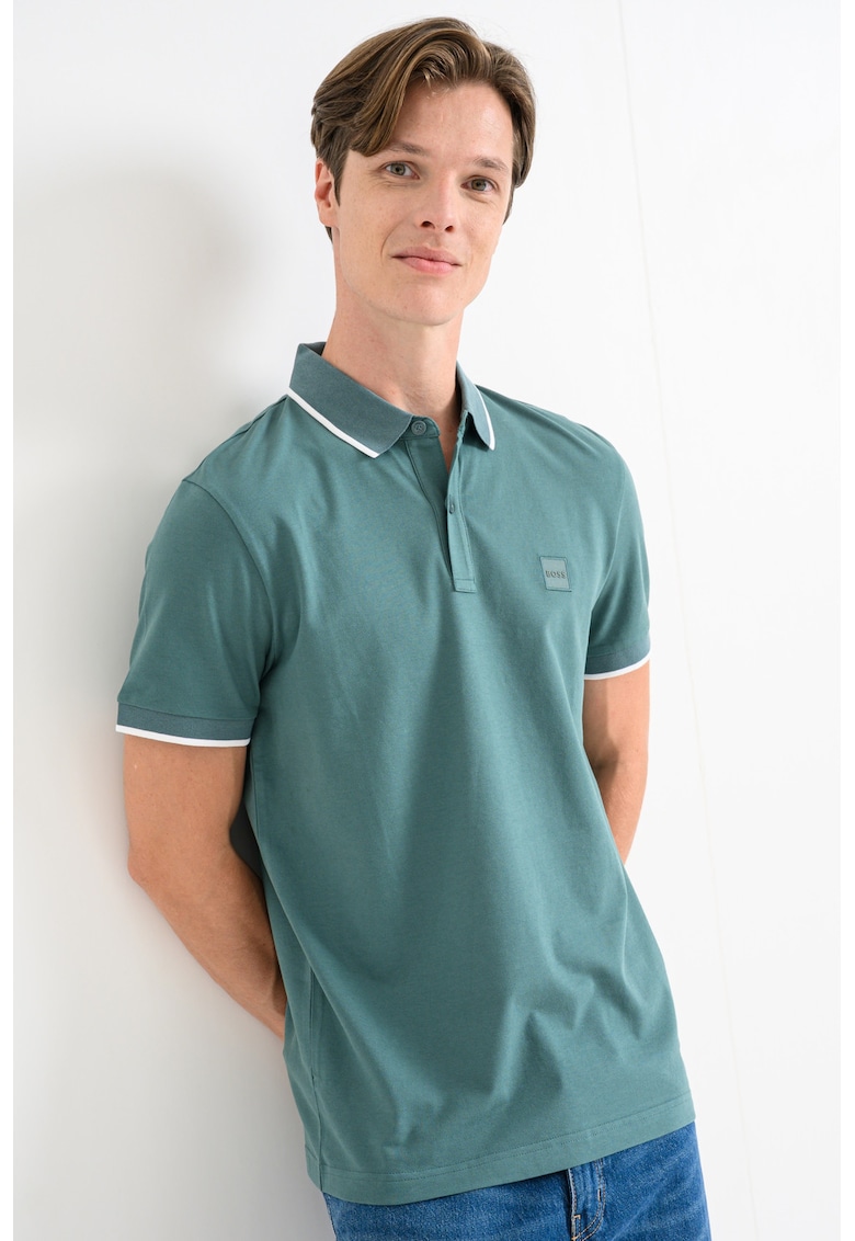 Tricou polo slim fit Passertip - Verde aquamarin