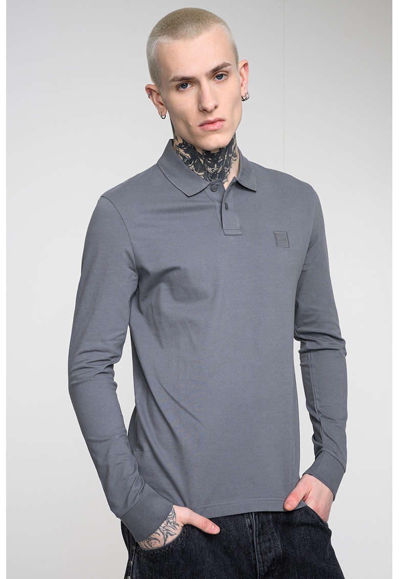 Bluza polo slim fit - Gri antracit