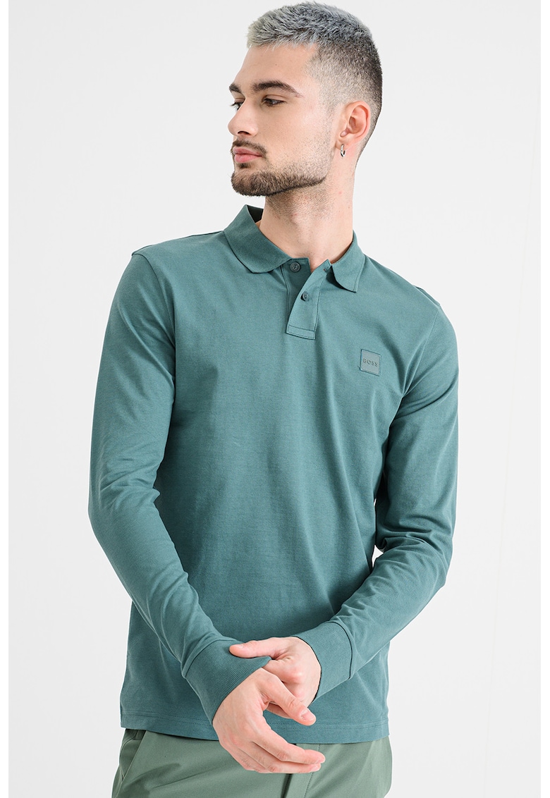 Bluza polo slim fit Passerby - Verde aquamarin