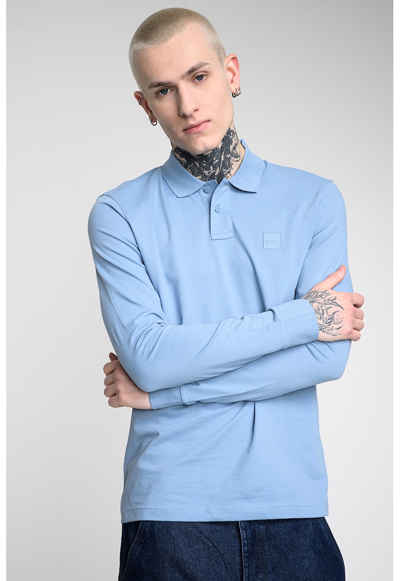 Bluza polo slim fit Passerby - Albastru pastel
