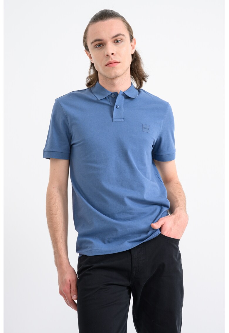 Tricou polo slim fit Passenger - Albastru prafuit/Albastru