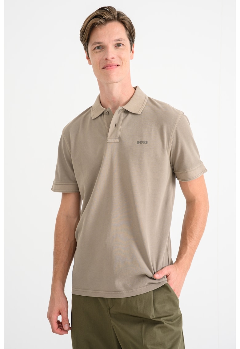 Tricou polo de bumbac pique Prime - Verde masliniu