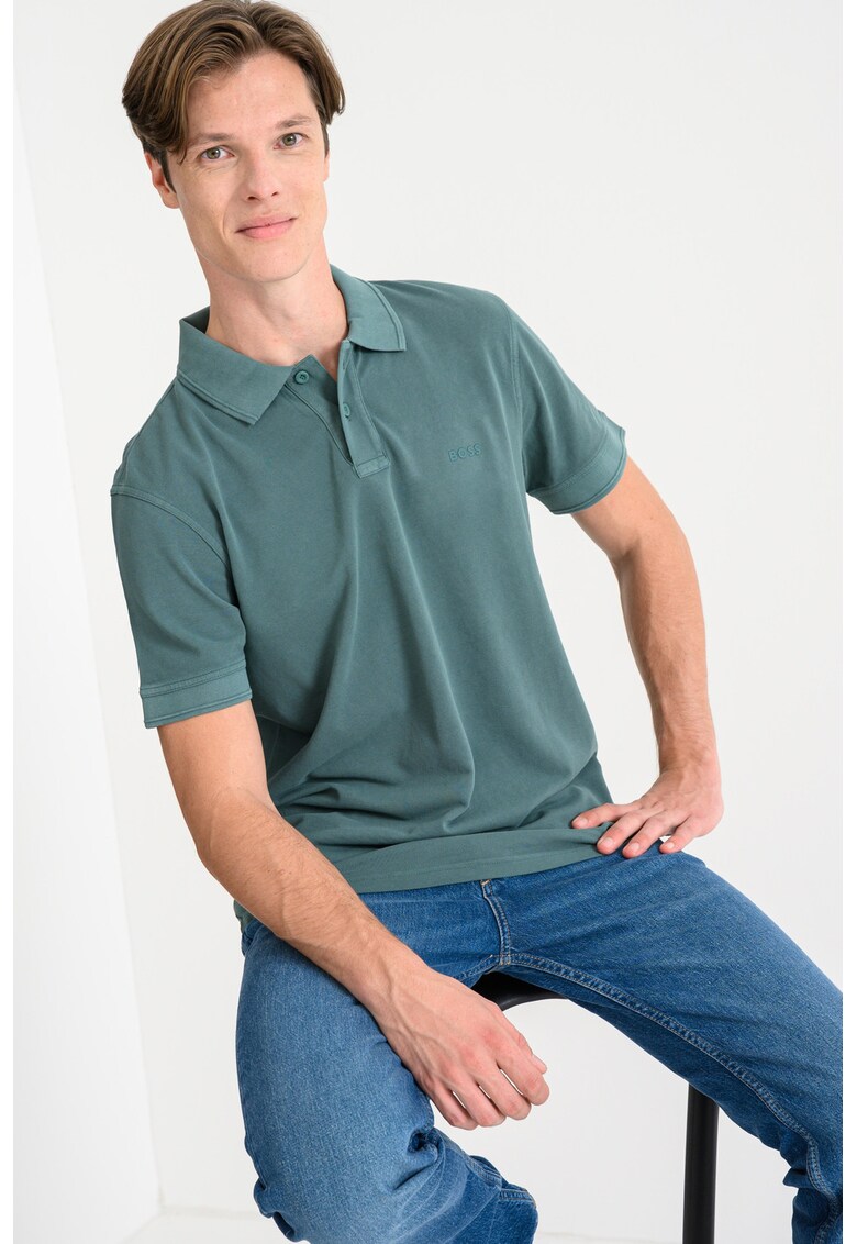 Tricou polo de bumbac pique Prime - Verde