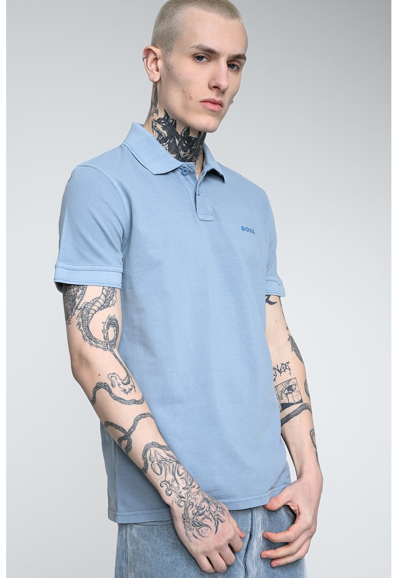 Tricou polo de bumbac pique Prime - Albastru deschis