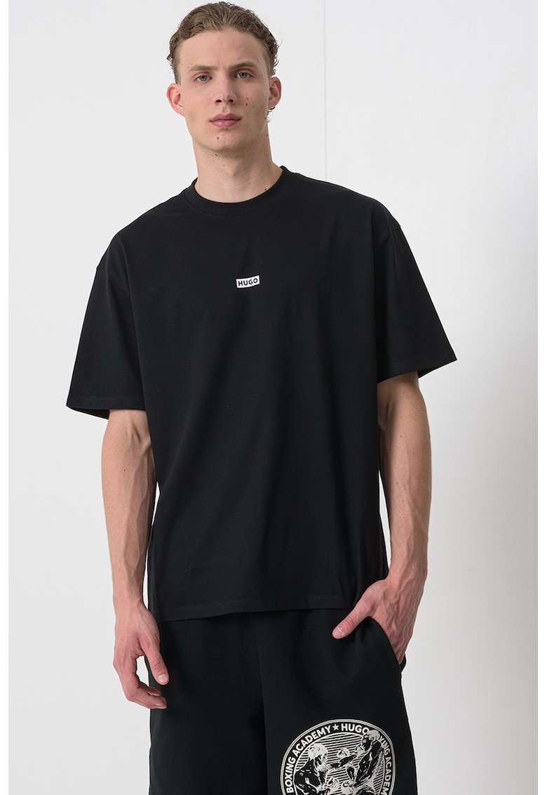 Tricou de bumbac cu logo Nalono - Negru/Alb optic