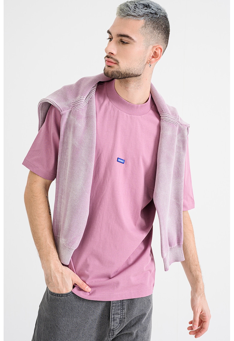 Tricou cu decolteu la baza gatului si logo Nieros - Roz deschis