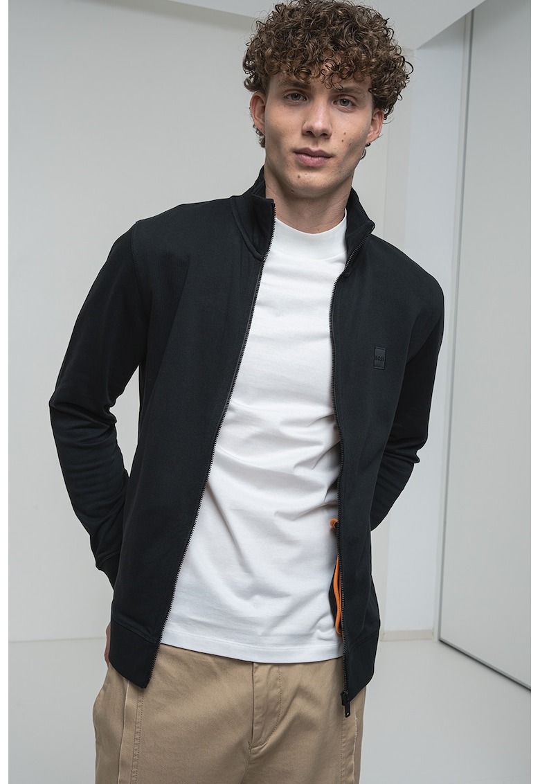 Bluza de trening cu fermoar si aplicatie logo discreta Zestart - Negru