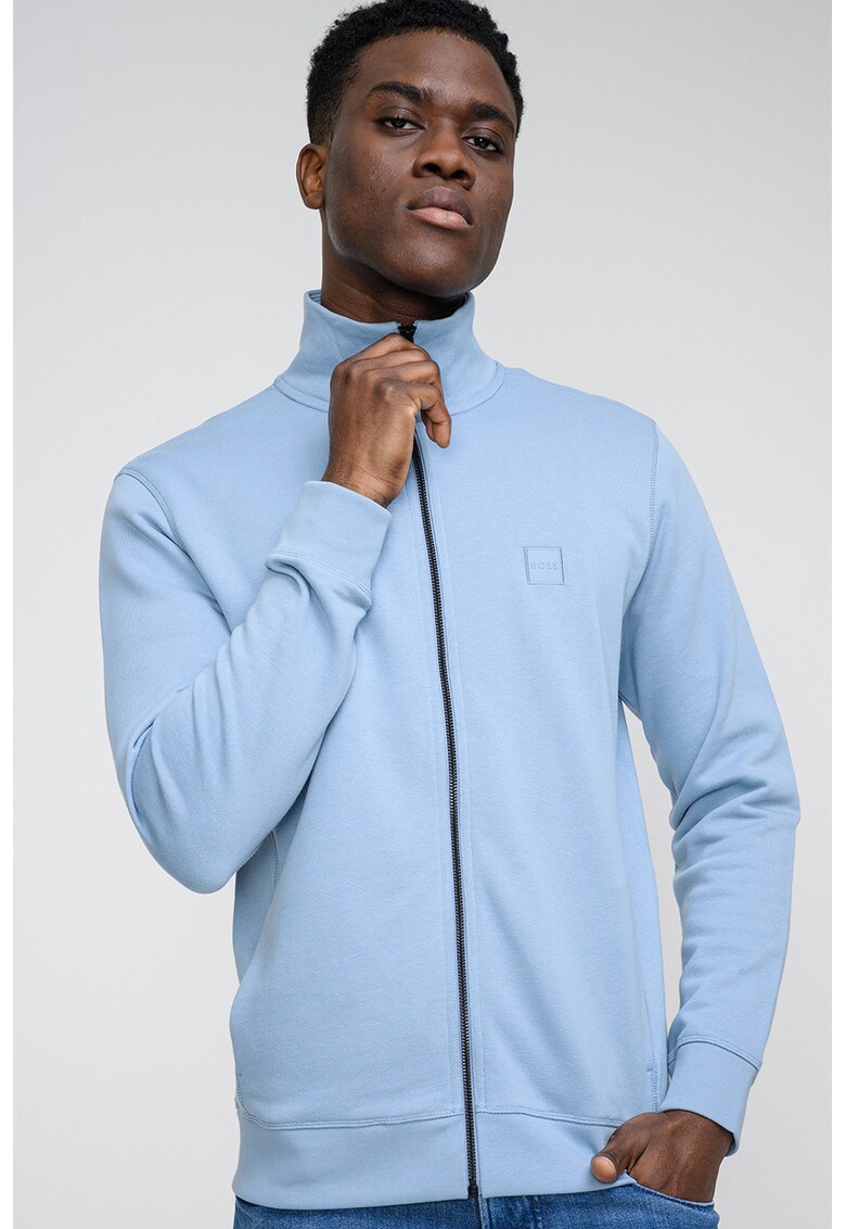 Bluza de trening cu fermoar si aplicatie logo discreta Zestart - Albastru lavanda