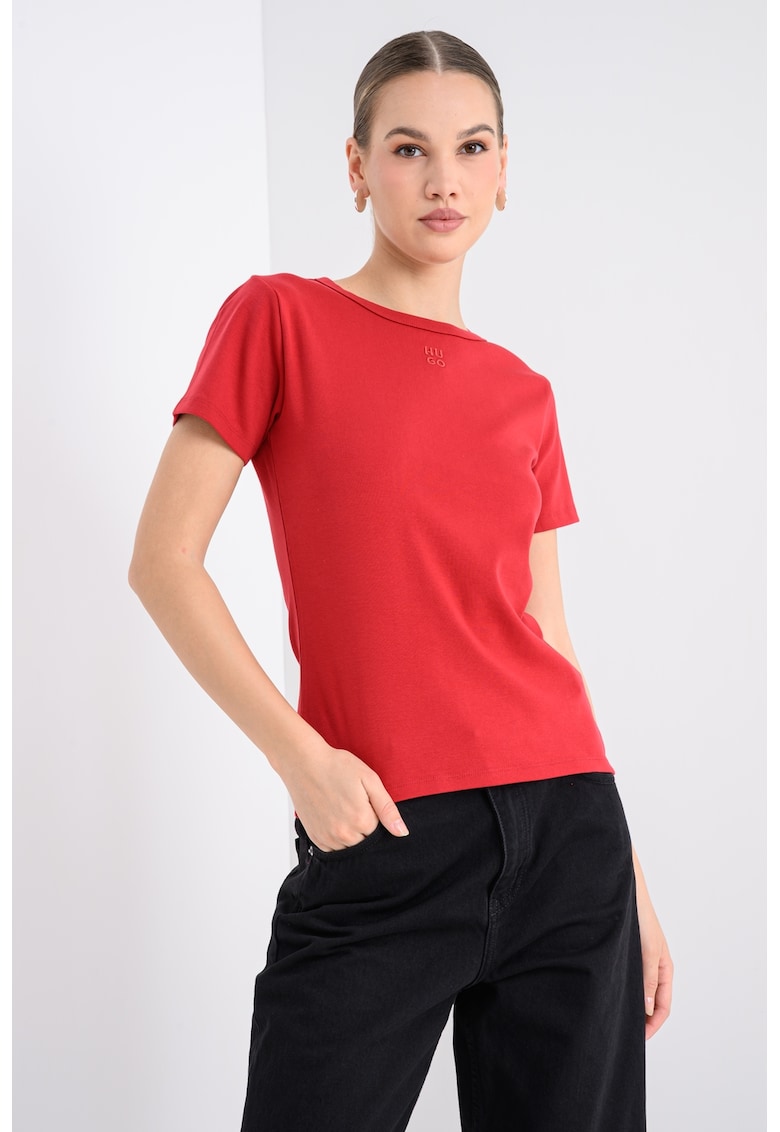 Tricou cu decolteu la baza gatului Deloris - Rosu inchis