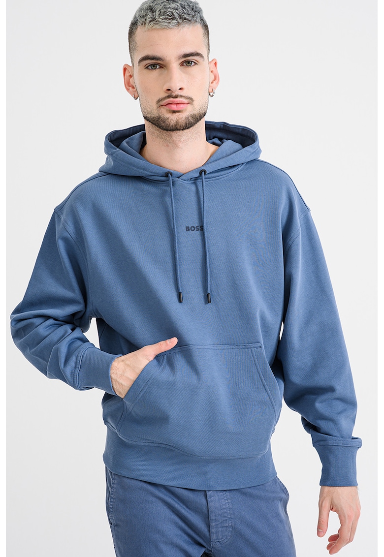 Hanorac din bumbac cu buzunar kangaroo - Albastru lavanda