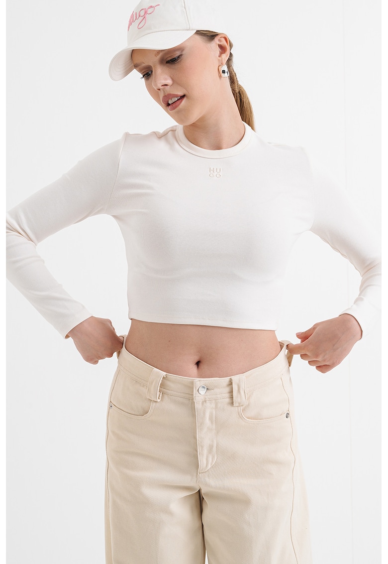Bluza crop slim fit cu logo Bluza crop slim fit cu logo