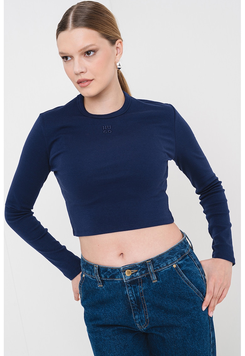 Bluza crop slim fit cu logo Bluza crop slim fit cu logo