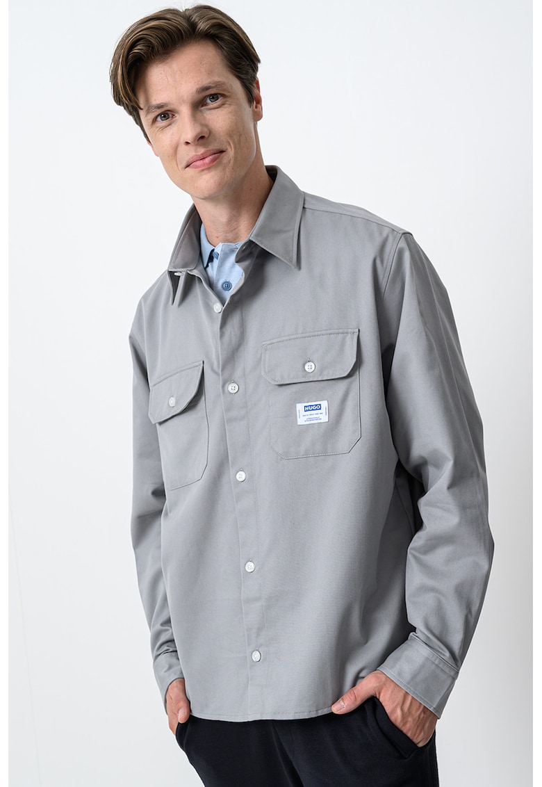 Camasa cu logo aplicat Ekynone - Gri cenusiu