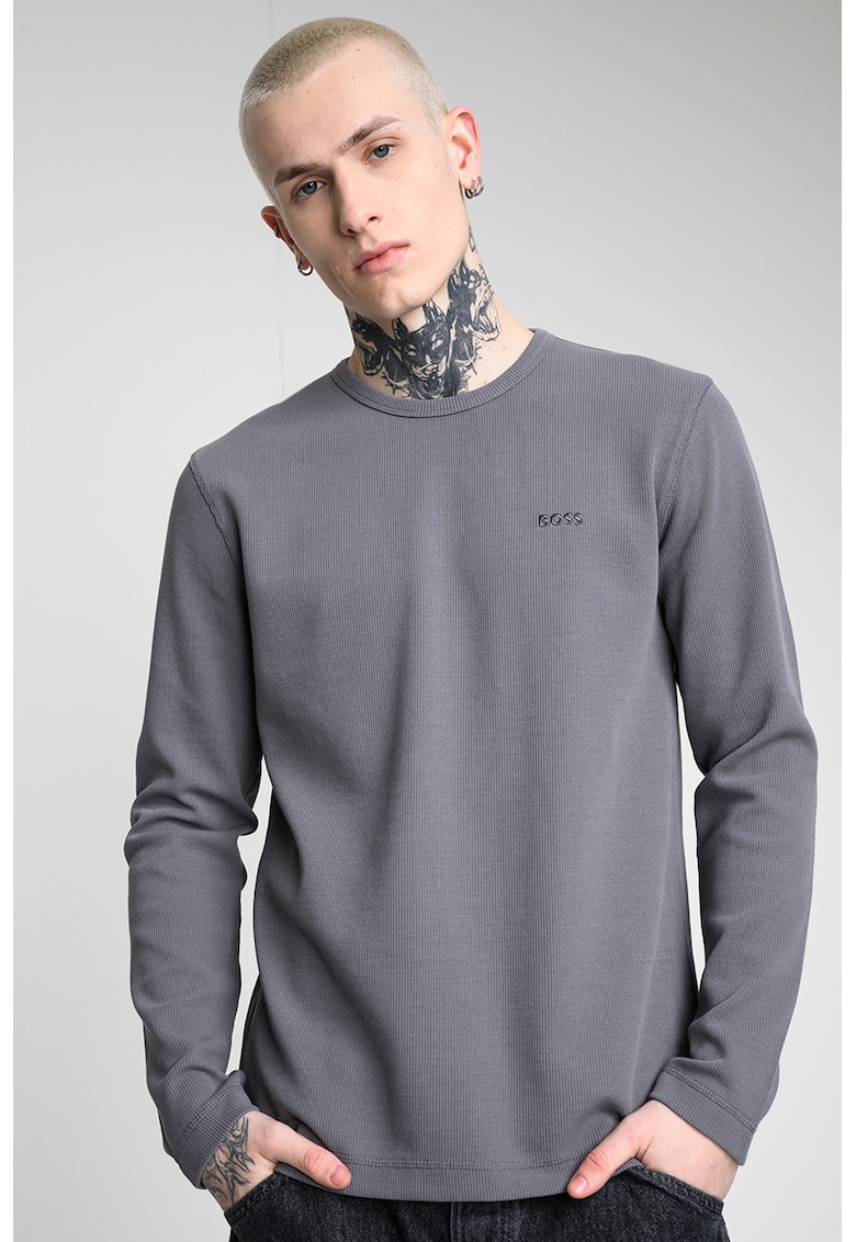 Bluza relaxed fit cu aspect texturat - Gri cenusiu